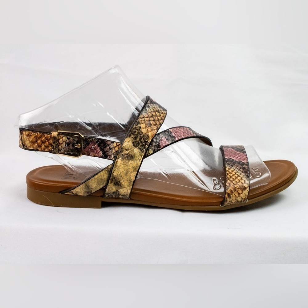 Naturalizer Multi Snake Leather Strap Open Toe Flat Slingback Women Sandals Sz 7 - Picture 3 of 9